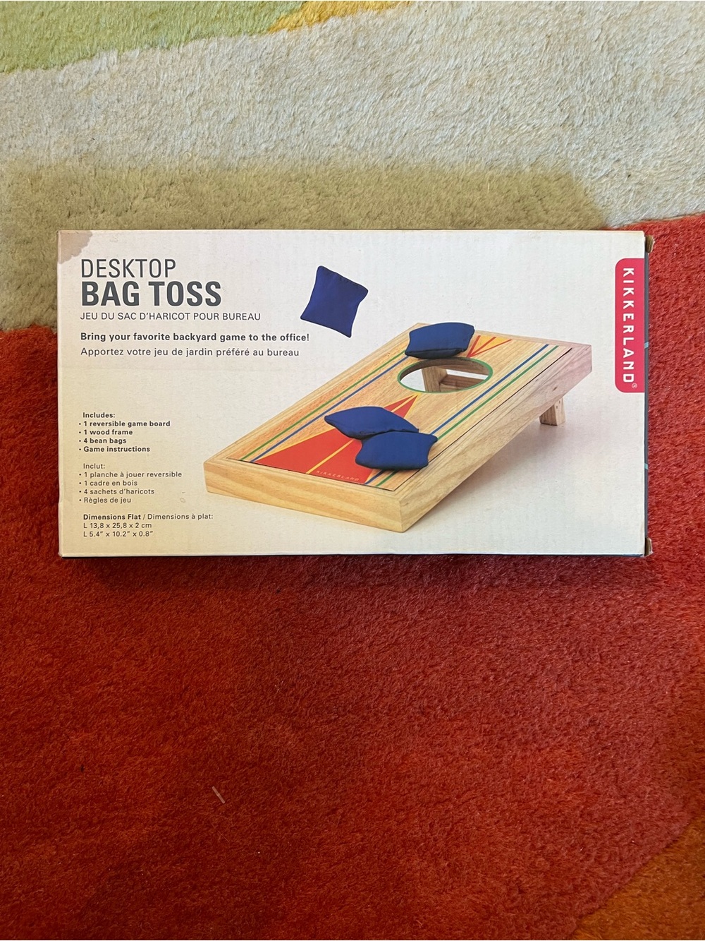 Kikkerland Office Desktop Cornhole Bean Bag Toss Game CORN HOLE 3 bags